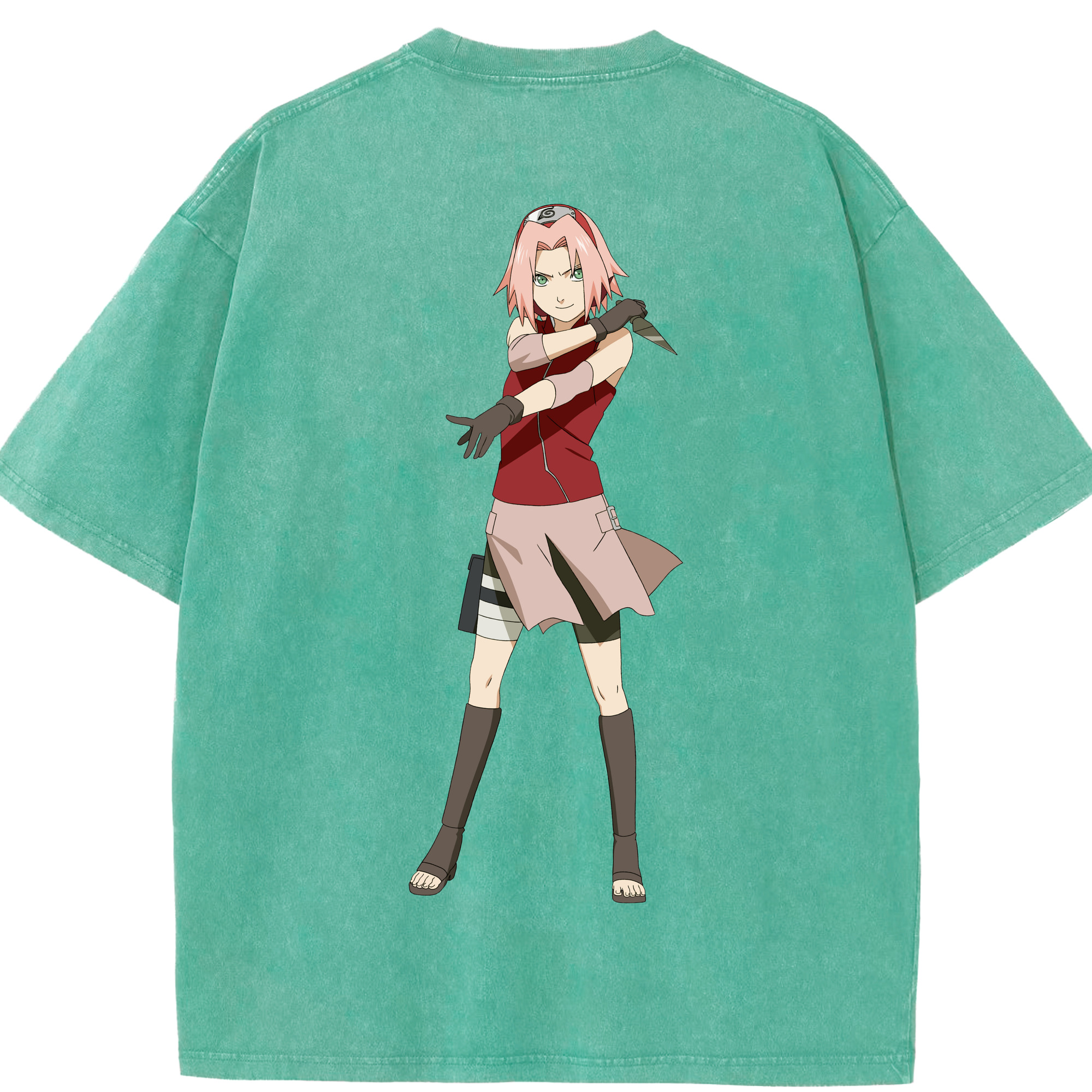 （画像用） NARUTO -ナルト- 春野サクラ Haruno Sakura 綿100% ヴィンテージ風 半袖Tシャツ（背面プリント）